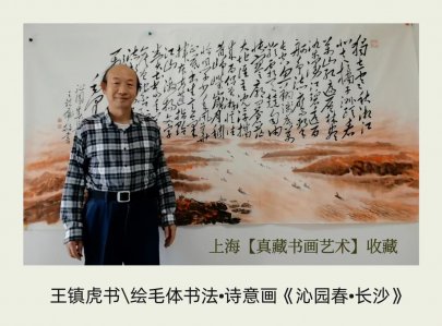 “王镇虎诗意画《沁园春?长沙》上海【真藏书画艺术】收藏”